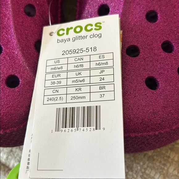 CROCS Baya Glitter Clogs - Size 8 - NWT - Picture 5 of 7
